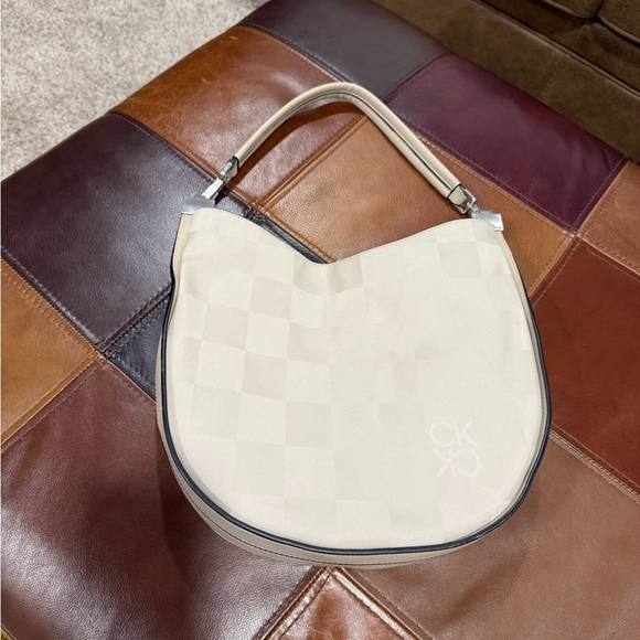 Calvin Klein Handbags - Calvin Klein Cream Checkered Hobo Bag